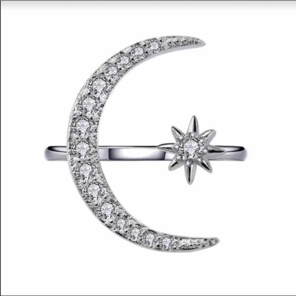Silver Star and Crescent Moon Ring - Picture 4 of 5
